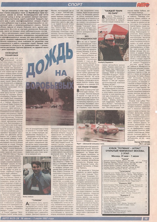 Авто (Россия), № 23-24, 18 июня 1997. Дождь на воробьевых.